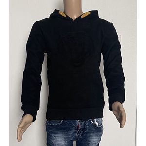 Jongens Hoodie | Sweater jongens 50% Katoen, 50% Polyester | Jongens trui met tijgerkop Zwart, verkrijgbaar in de maten 98/104 t/m 152/158