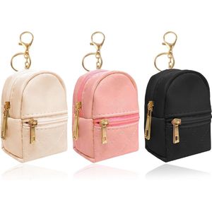 Mini-rugzak met sleutelhanger - Schattige make-uptas van PU-leer - Kleine tas met ritssluiting voor munten, lippenstift, sleutels, airpods - Meerkleurig - Large .
