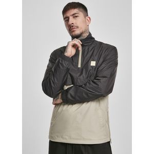 Urban Classics - Stand Up Collar Pullover Jas - M - Zwart/Beige