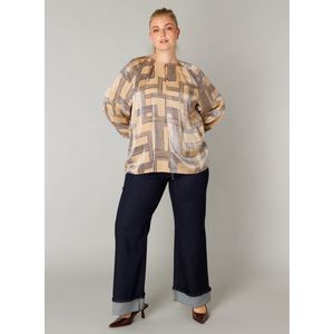 YEST CURVE - Fleur Tops - Dark Sand/Dark Navy - Blousetops