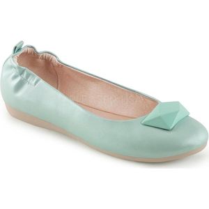 Olive-08 opvouwbare ballerina met elastieken hiel en geometrische versiering aqua blauw - Vintage - (EU 38 = US 8) - Pin Up Couture