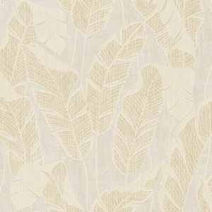 Natuur behang Profhome 395025-GU vliesbehang gestructureerd met bloemmotief en metalen accenten wit beige goud 5,33 m2