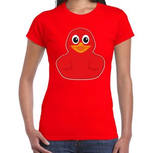 Bellatio Decorations Verkleed T-shirt dames - rood - eend - Carnaval/themafeesten XS