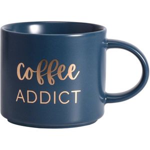 Coffee Lover - Mok Coffee Addict - Blauw - met écht goud