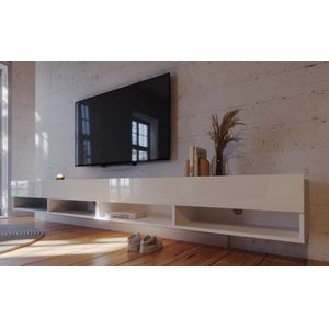 Meubel Square - TV meubel Nivo - Hoogglans Wit - 280cm (2x140cm) - Hangend TV Kast