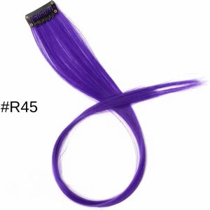 2 x Clip in Hairextension STIJL 45cm - DONKER PAARS - #R45 - nephaar - Hair extension | haar extensie- carnaval haar - gekleurde extensions - extensions met clip - donker paarse- nep haar