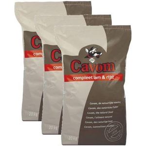 3x20 kg Cavom compleet lam/rijst hondenvoer