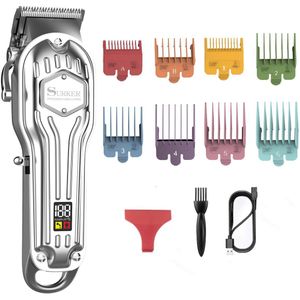 Surker Professionele Heren Tondeuse en Baardtrimmer – Draadloos LCD Display – Zilver