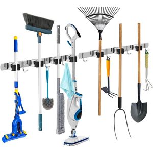 Bezemhouder - RVS - Tuingereedschap Ophangsysteem - Gereedschapshouder