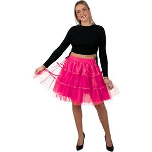 PartyXplosion - Dans & Entertainment Kostuum - Zuurstok Roze Petticoat Neon 45 Centimeter Vrouw - Roze - One size - Carnavalskleding - Verkleedkleding