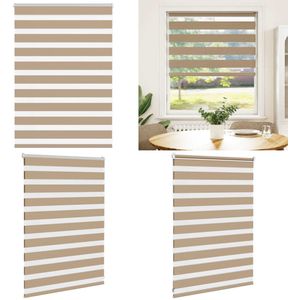 vidaXL Zebra Blind 105x100 cm stofbreedte 100,9 cm polyester zandbruin - Zebra Jaloezie - Zebra Jaloezieën - Zebra Rolgordijn - Dubbel Rolgordijn
