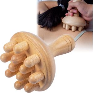 Houttherapie Massagetools, houten paddestoelenmassager, anti -cellulitis lymfedrainagetherapie Massagekop gereedschap voor lichaamsvorming