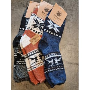 3 Paar - Alpaca Wollen Sokken - Maat 39-42 - Huissokken - Cadeau Artikel - Wintersokken - Vrijetijdokken