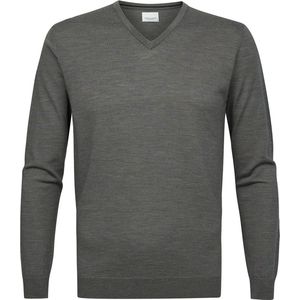 Profuomo - Pullover V-Hals Merinowol Donkergroen - Heren - Maat XXL - Modern-fit