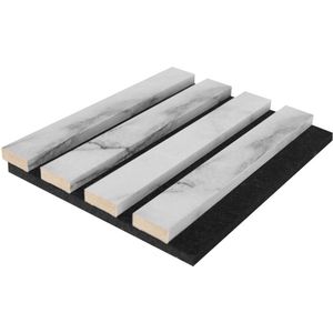 Vente-unique Akoestisch wandpaneel - Houtafwerking - Wit marmereffect - Set van 3,12 m² - Set van 2 stuks - PENCIA