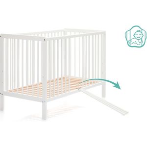 Wieg - Ledikant 2 in 1 - 120 x 60 cm - Made in EU - Gecertificeerd - Massief beukenhout - Wit - Fillikid