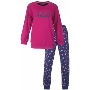 Irresistible Dames Pyjama - Roze longsleeve - Hartjes - Fuchsia - Maat S