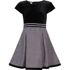 La V  Feestelijke jurk met pied-de-poule dessin Zwart 134