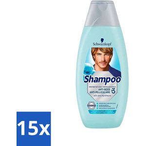 15 x Schwarzkopf - Shampoo Anti-Roos - Tegen Schilfers & Jeuk - 400 ml - Anti-roos Shampoo - Roos Shampoo - Schilfers Shampoo - Jeuk Shampoo - Hoofdhuid Verzorging