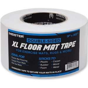 Dubbelzijdige XL Vloermat Tape - Bevestig Trainingsmatten en Tapijten Veilig en Transparant - 3"" x 30 yd