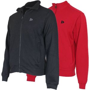 2 Pack Donnay sweater zonder capuchon - Sporttrui - Heren - Maat M - Zwart&Berry red (290)