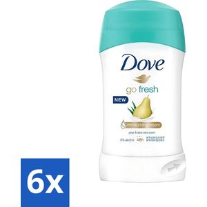 6 x Dove - Deodorant - Stick Go Fresh Pear & Aloe Vera - Frisse geur en bescherming - 40 ml - Deodorant - Antitranspirant - Dove - Go Fresh - Peer