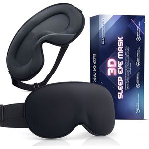 Zentavo® 3D Slaapmasker – 100% Verduisterend Zijdezacht Traagschuim Oogmasker, Verstelbaar, Unisex Zwart