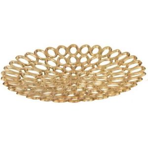 J-Line - Decoratieve schaal rond ringen - Goud - Aluminium - ø 30cm