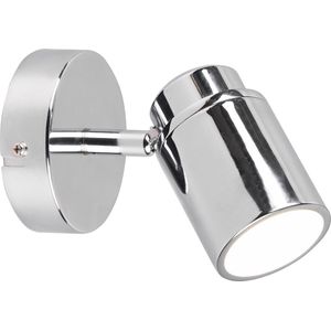 LED Wandspot - Torna Artion - GU10 Fitting - Spatwaterdicht IP44 - Rond - Mat Chroom - Aluminium