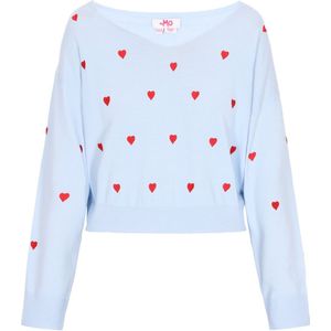 MYMO - Comfy - Gebreide Trui - Lichtblauw / Rood