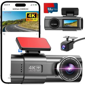 Dashcam voor auto voor en achter – Dual dashcam – Voor- en achtercamera – Autocamera – Full HD dashcam – Dashcam met nachtzicht – Dashcam met bewegingssensor – Groothoeklens – Parkeermodus – Loop recording – Dashcam met SD-kaart