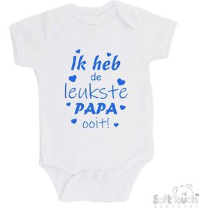100% katoenen Romper ""Ik heb de leukste papa ooit!"" Vader Vaderdag Jongens Katoen Wit/blauw Maat 62/68