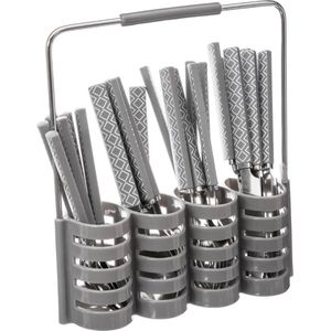 Atmosphera Bestekset met houder - 24 delig - Geo - Taupe