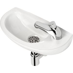 Plieger Compact Fonteinset – Fonteinset Toilet – Fonteinset Rechts - Keramiek – Incl. Kraan & Sifon - Wit