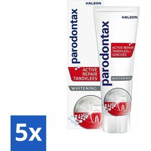 5 x Parodontax - Tandpasta - Whitening - Voor Wittere Tanden - 75 ml - Tandpasta Whitening - Gezond Tandvlees - Bloedend Tandvlees - Tandplak - Wittere Tanden