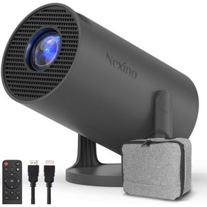 Nexino® Pro Mini Beamer 2025 - Projector met Netflix, YouTube & Disney+ - 4K-ondersteuning - Home Cinema - Android 14.0 - Wifi & Bluetooth - Incl. Opbergtas