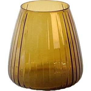 XLBoom Dim Stripe Small Vaas - Glas - Voor Binnen - Amber - 15×15×16,5cm