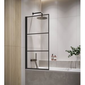 Badplaats Badwand Berkan 70 x 140 cm - Zwart - Badscherm Draaibaar 5 mm dik - Veiligheidsglas en Antikalk