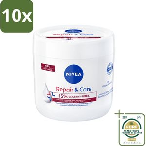 10 x Nivea - Repair & Care Bodycrème - 72 uur Hydratatie - Barrièrecrème voor Zeer Droge en Ruwe Huid - 400 ml - Grootverpakking - Huidverzorging - Droge Huid - Barrièrecrème - Hydratatie - Ureum