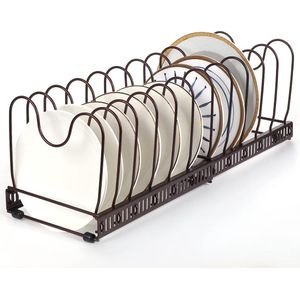 Pan Organizer Rack, Pannenhouder, Uitbreidbare Pot Deksel Houder met 12 Verstelbare Dividers Keuken Pan Deksel Houder voor Kast Teller (Brons)