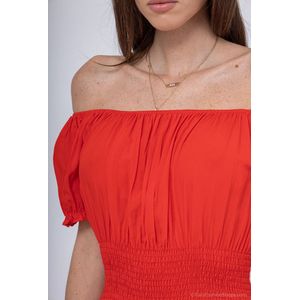Lange dames jurk Bodine effen motief rood Maat S/M strandjurk