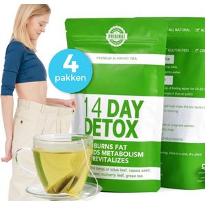 4-pack - Afslankthee - afvallen met afslank thee - vet verbranden - detox - teatox | verhoogt vetverbranding | onderdrukt eetlust |