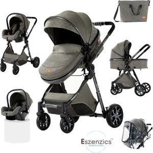 Eszenzics™ Kinderwagen 3-in-1 - incl. Autostoel - Multifunctionele 3-in-1 Buggy - 20kg - Diepgrijs
