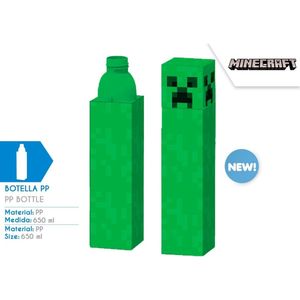 Minecraft Groene rechthoekige Drinkfles voor School 650 Ml.