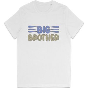Jongens T Shirt Met Tekst: Big Brother - Grote Broer - Wit - Maat 164