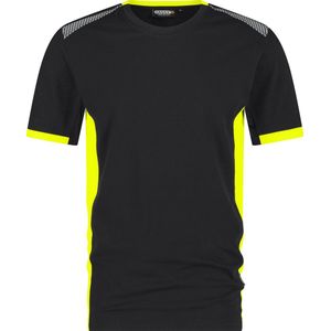 DASSY® Tampico T-shirt - maat S - ZWART/FLUOGEEL