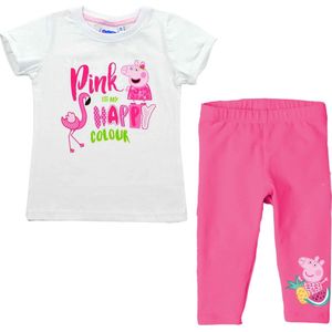 Peppa Pig set - Legging + shirt - wit/roze - maat 110/116