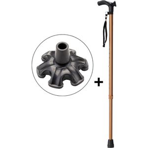 Wandelstok Bruin Links met anatomisch comfort handvat en polsbandje - Loopstok - Verstelbaar 75 - 97 cm - Lichtgewicht - Incl. 6-poot stokdop