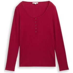 TOM TAILOR - Shirt - Rood - Lange Mouw - Slanke Pasvorm