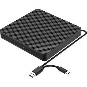 Externe DVD/CD Branderspeler - USB 3.0 & Type-C, Hoogwaardige Gegevensoverdracht en Brede Compatibiliteit